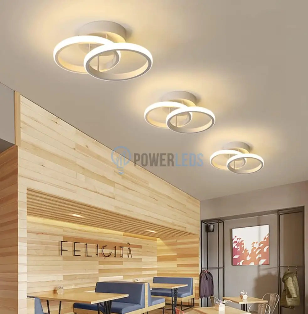 Lustra Led 28W Double Ring Alb Echivalent 150W Lighting Fixtures