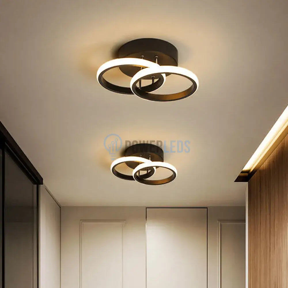 Lustra Led 28W Double Ring Negru Echivalent 150W Lighting Fixtures