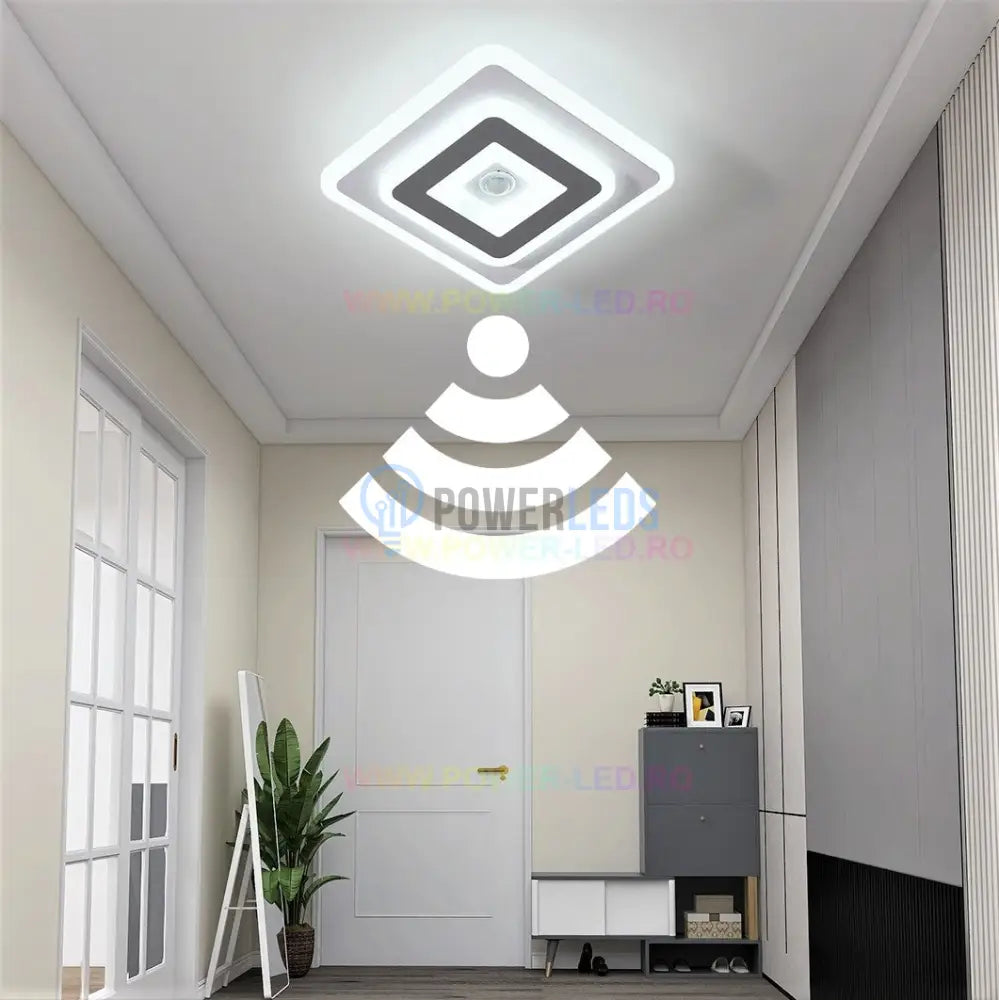 Lustra Led 28W Patrata Cu Senzor Miscare Echivalent 200W Lighting Fixtures