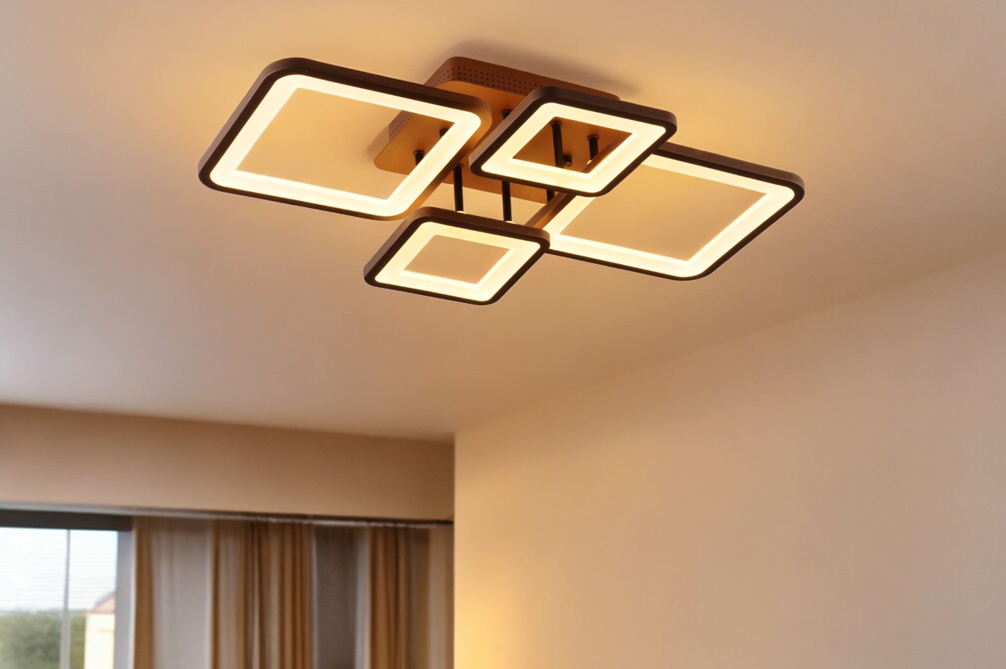 Lustra LED 2+2 SQUARE BROWN Telecomanda Echivalent 500W