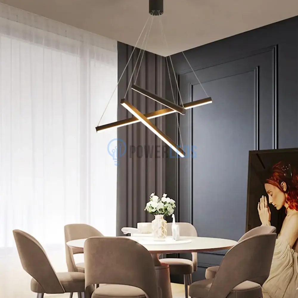 Lustra LED 3 Geometric BLACK LINES Suspendata Echivalent 400W powerleds.ro
