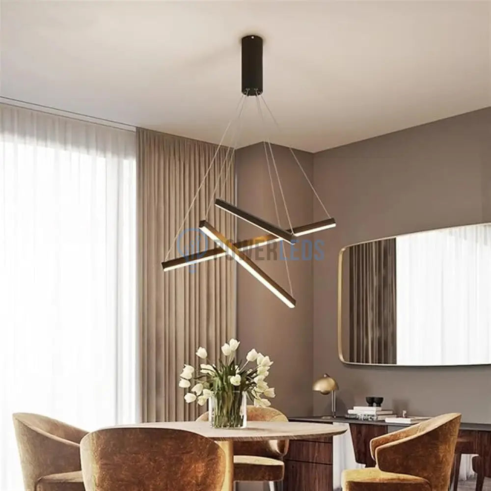 Lustra LED 3 Geometric BLACK LINES Suspendata Echivalent 400W powerleds.ro