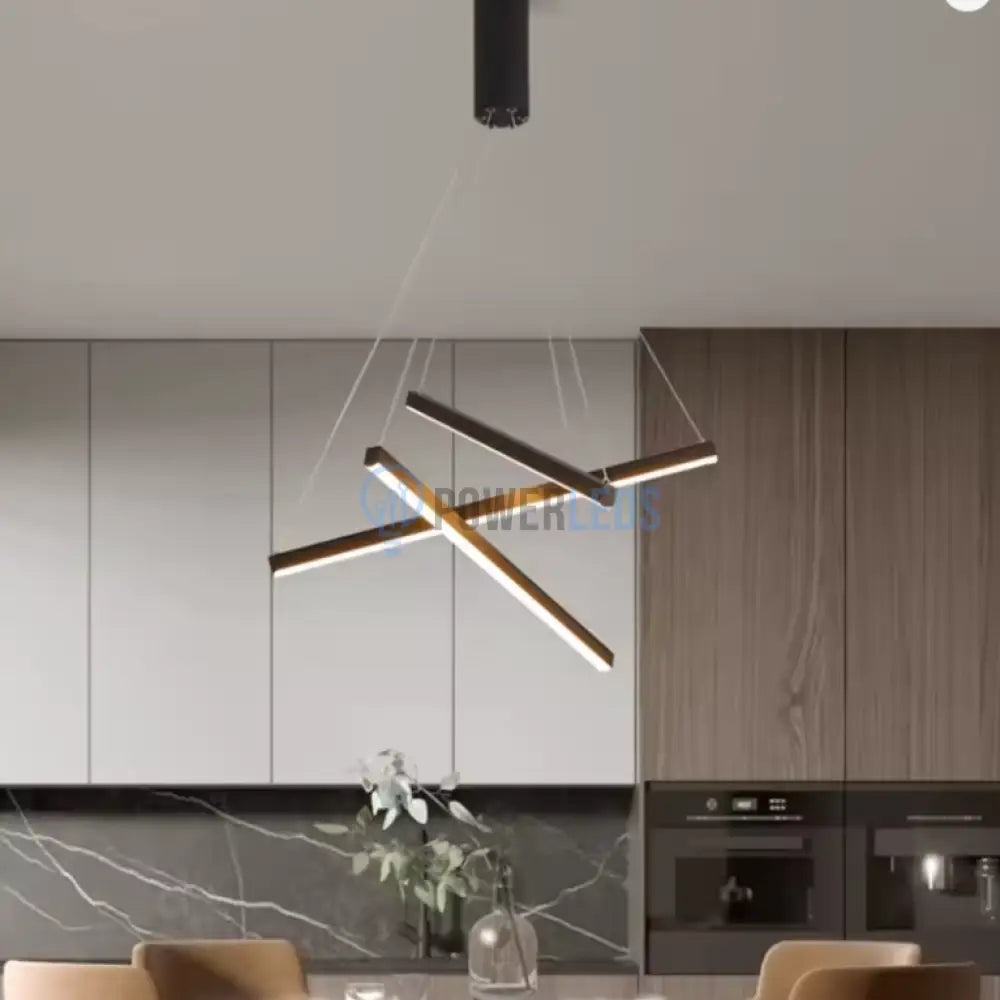 Lustra LED 3 Geometric BLACK LINES Suspendata Echivalent 400W powerleds.ro