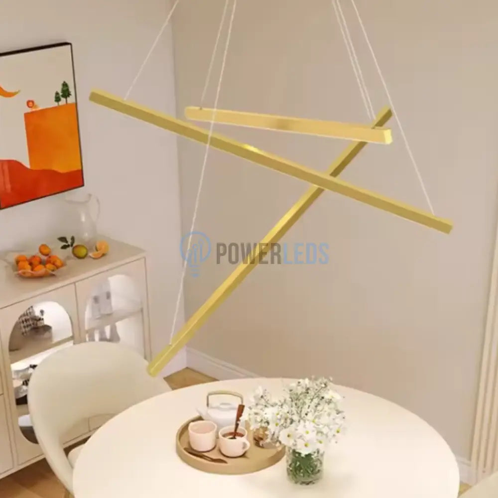 Lustra LED 3 Geometric GOLD LINES Suspendata Echivalent 400W AURIE / 60CM / SUSPENDATE Lighting Fixtures