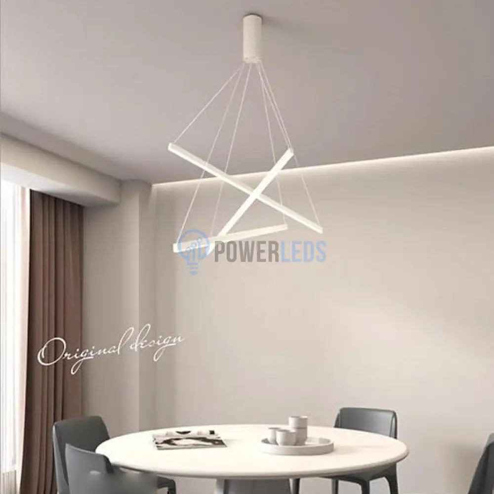Lustra LED 3 Geometric WHITE LINES Suspendata Echivalent 400W powerleds.ro