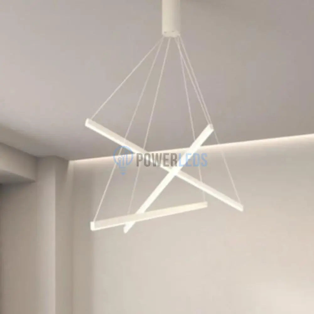 Lustra LED 3 Geometric WHITE LINES Suspendata Echivalent 400W powerleds.ro