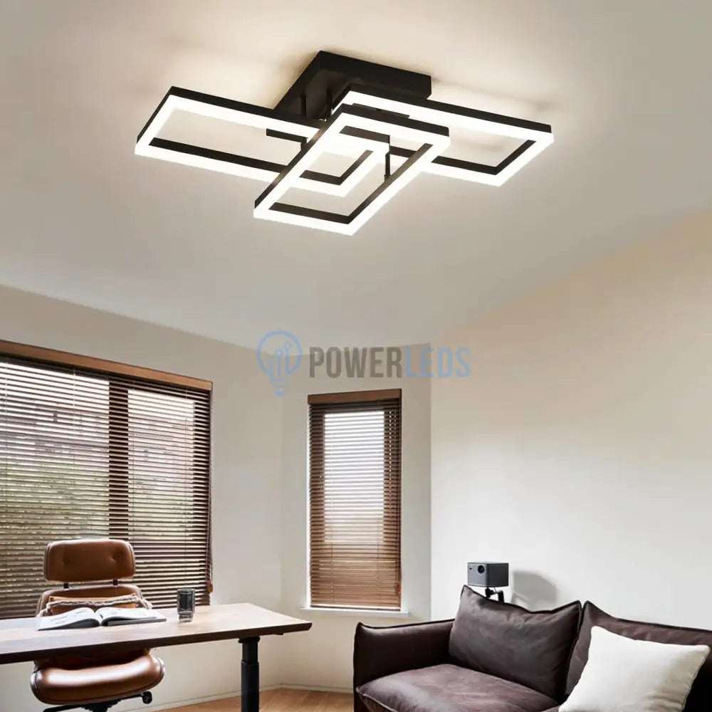 Lustra Led 3 Rectangular Shape Black Echivalent 300W Telecomanda Lighting Fixtures