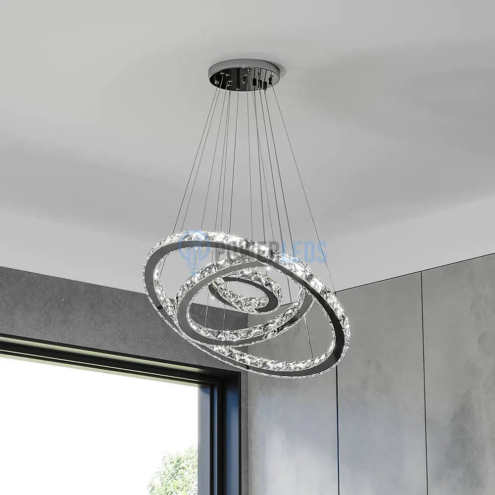 Lustra Led 140W Cristal Slim 3 Segmente Telecomanda Chandeliers Crystal