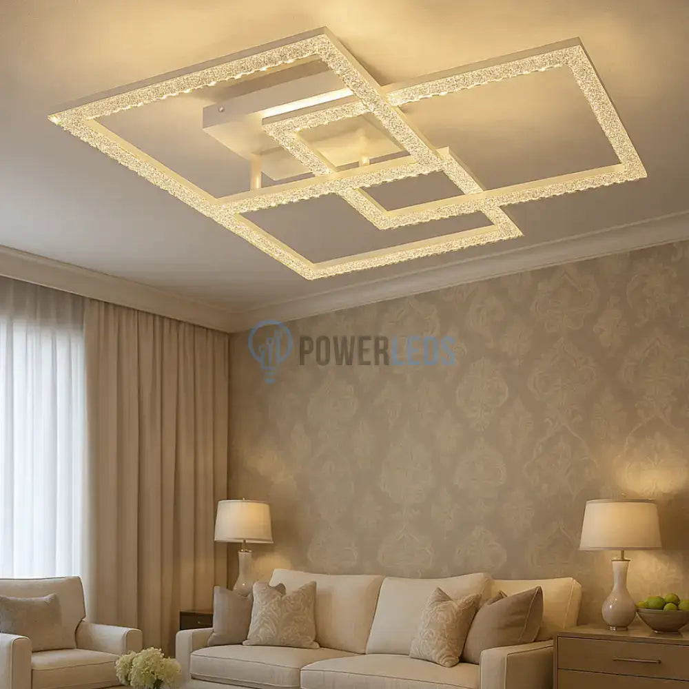 Lustra LED Aplicata Cristal White 80W 3IN1 powerleds.ro
