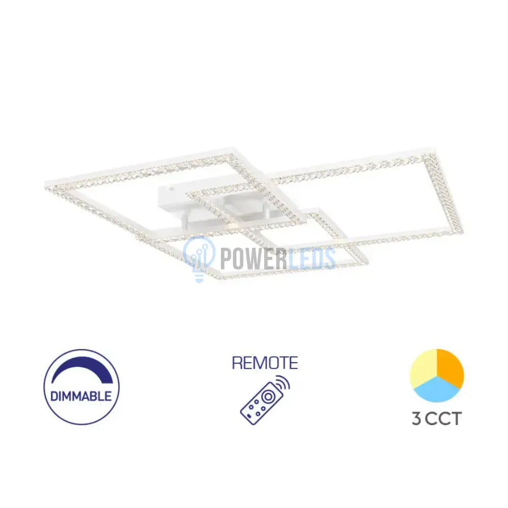 Lustra LED Aplicata Cristal White 80W 3IN1 powerleds.ro