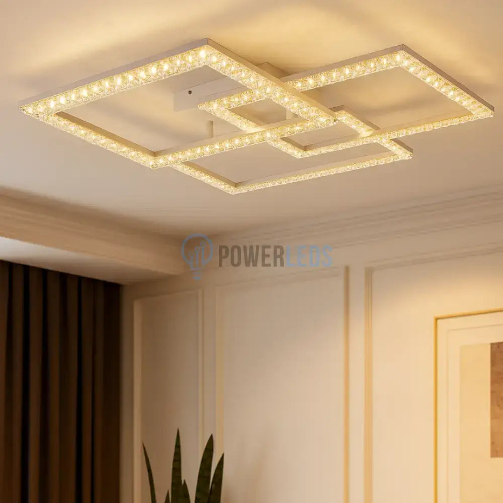 Lustra LED Aplicata Cristal White 80W 3IN1 powerleds.ro