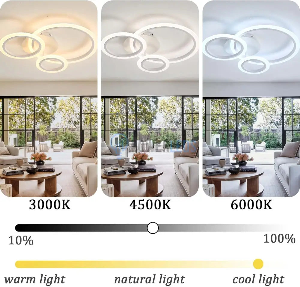 Lustra Led 3 White Circle Echivalent 300W Telecomanda Lighting Fixtures
