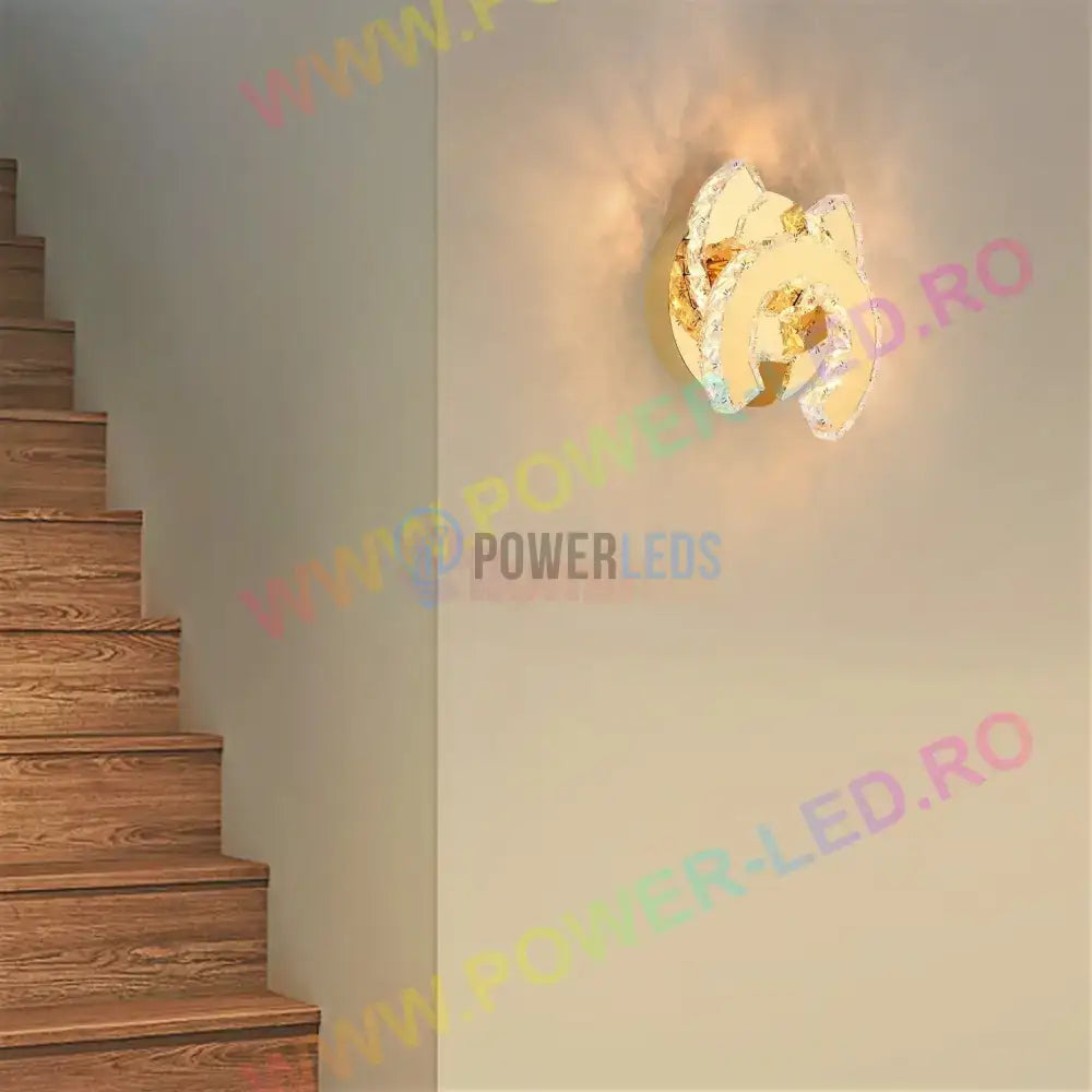 Lustra Led 32W Cristal Double C Gold Lighting Fixtures