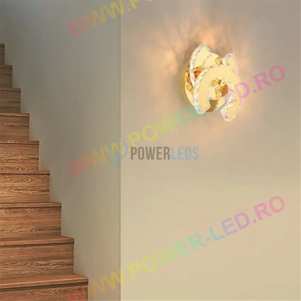 Lustra Led 32W Cristal Double C Gold Lighting Fixtures