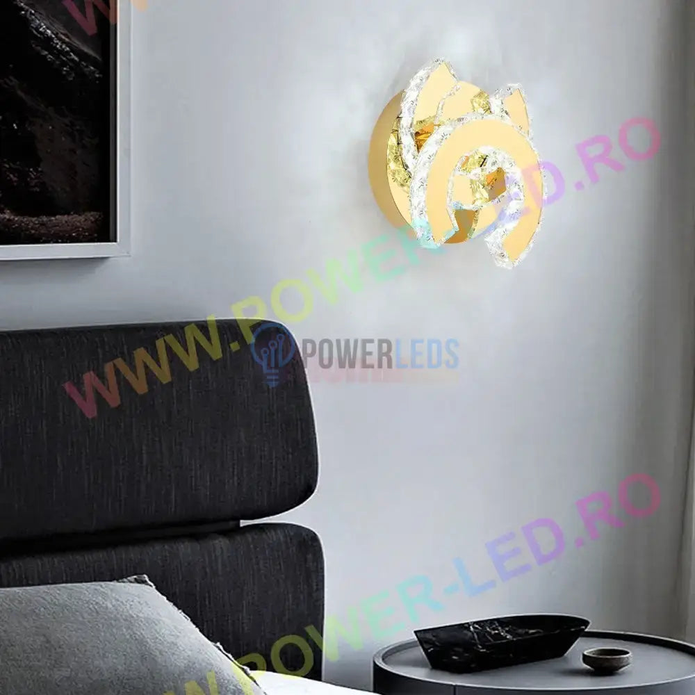 Lustra Led 32W Cristal Double C Gold Lighting Fixtures