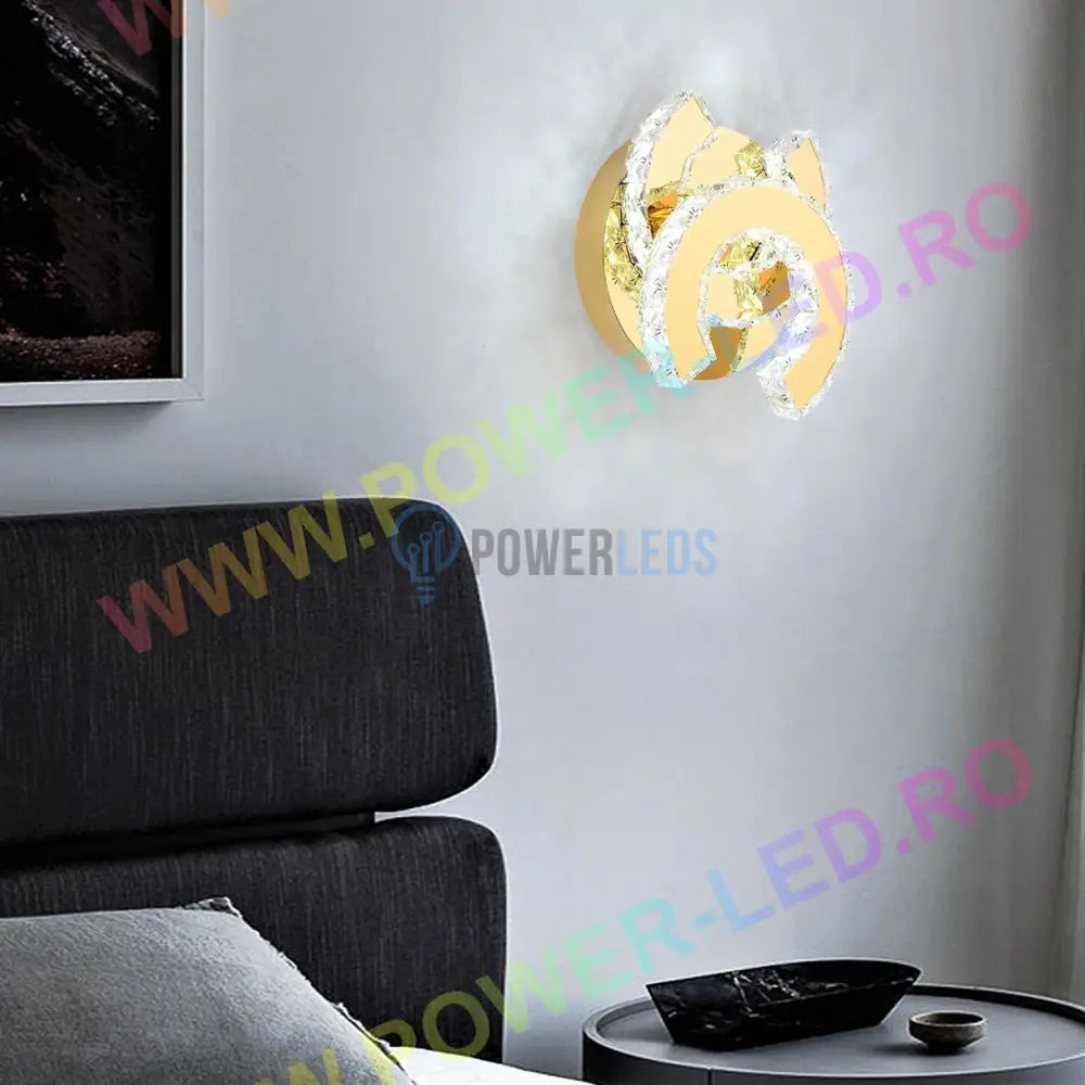 Lustra Led 32W Cristal Double C Gold Lighting Fixtures