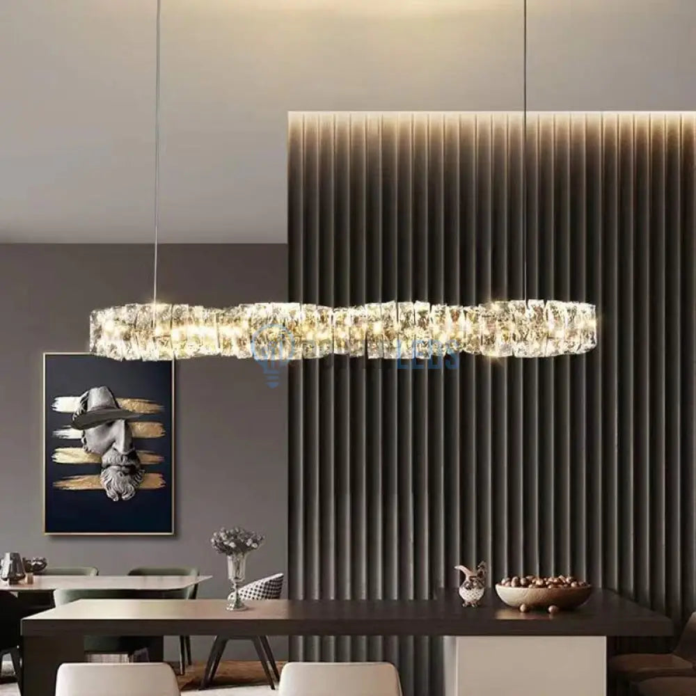 Lustra Led 38W Cristal Wave Argintiu Telecomanda Chandeliers Crystal
