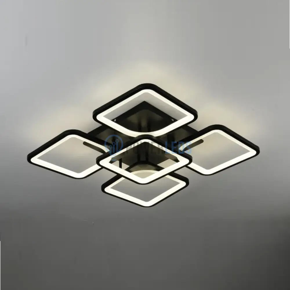 Lustra Led 4 + 1 Square Black Telecomanda Echivalent 400W Lighting Fixtures