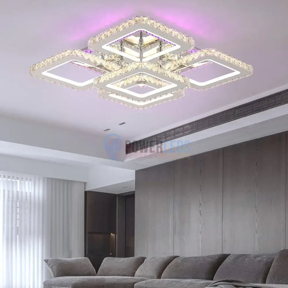 Lustra Led 226W 4 + 1 Square Rgb Cristal Telecomanda Lighting Fixtures