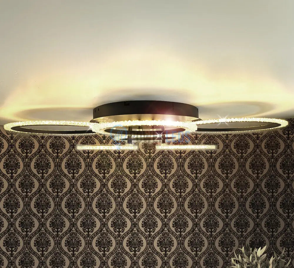 Lustra Led 144W 4 + 2 Circle Bubbles Black Echivalent 500W Telecomanda Lighting Fixtures