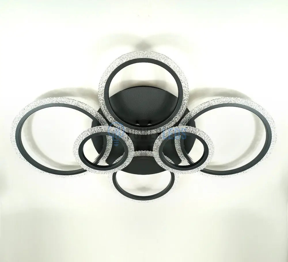Lustra Led 144W 4 + 2 Circle Bubbles Black Echivalent 500W Telecomanda Lighting Fixtures