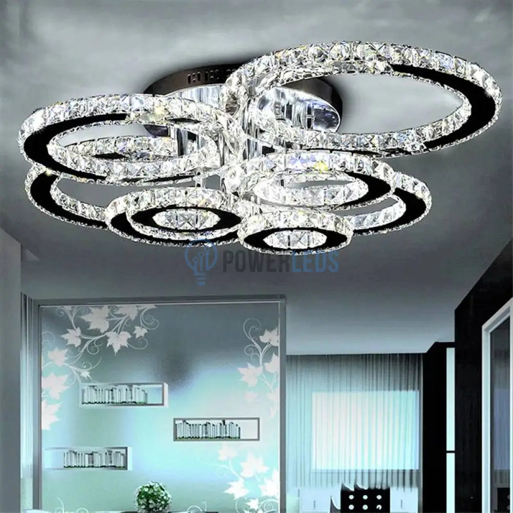 Lustra Led 200W 4 + 2 Circle Cristal Telecomanda Chandeliers Crystal