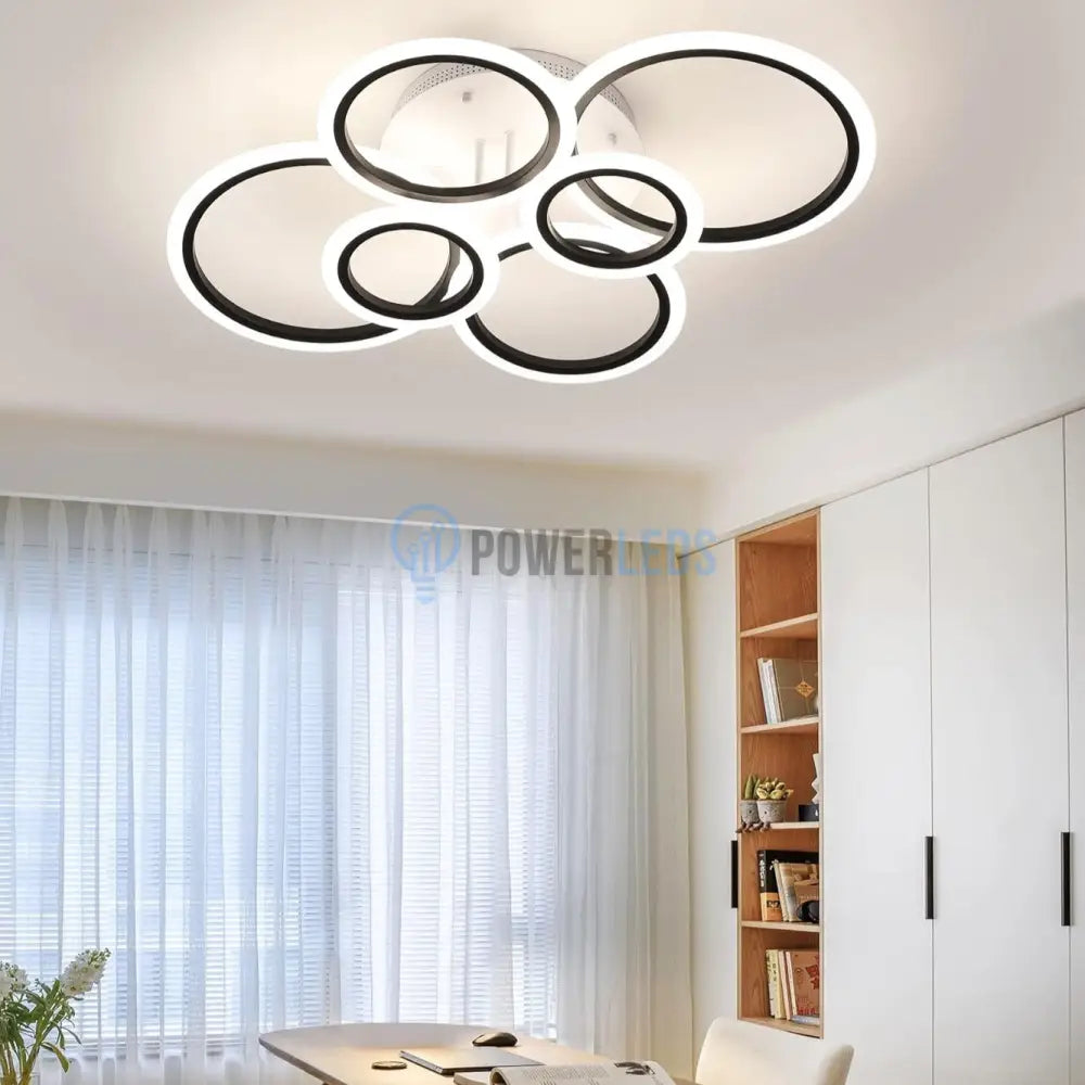 Lustra Led 4 + 2 Circle Maxi Alb + Negru Smart Echivalent 600W Lighting Fixtures