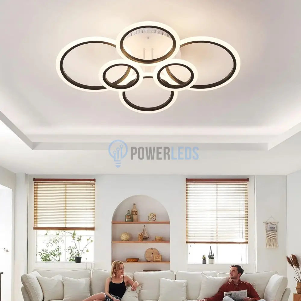 Lustra Led 4 + 2 Circle Maxi Alb + Negru Smart Echivalent 600W Lighting Fixtures