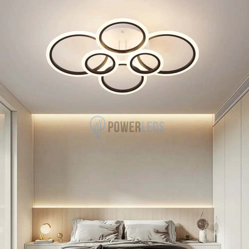 Lustra Led 4 + 2 Circle Maxi Alb + Negru Smart Echivalent 600W Lighting Fixtures