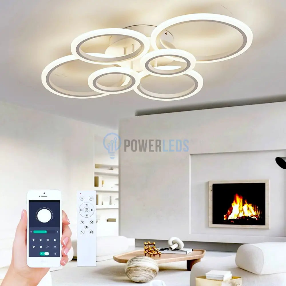 Lustra Led 4 + 2 Circle Maxi Alb Smart Echivalent 600W Lighting Fixtures