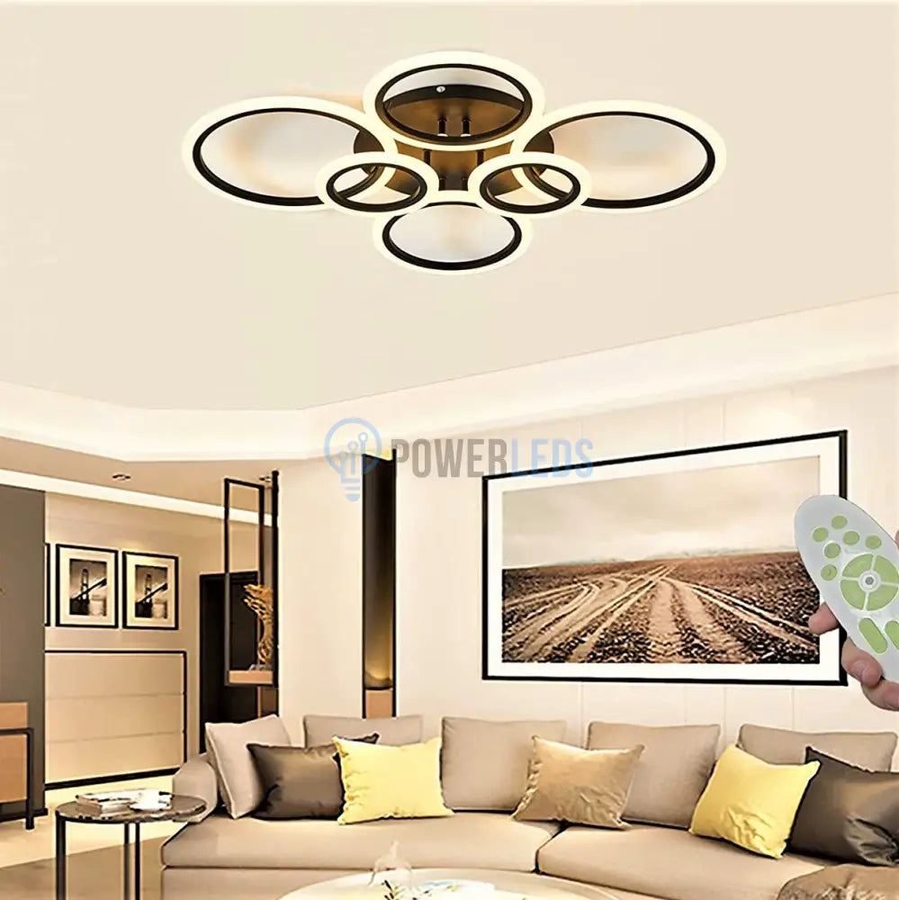 Lustra Led 4 + 2 Circle Maxi Brown Design Telecomanda Lighting Fixtures