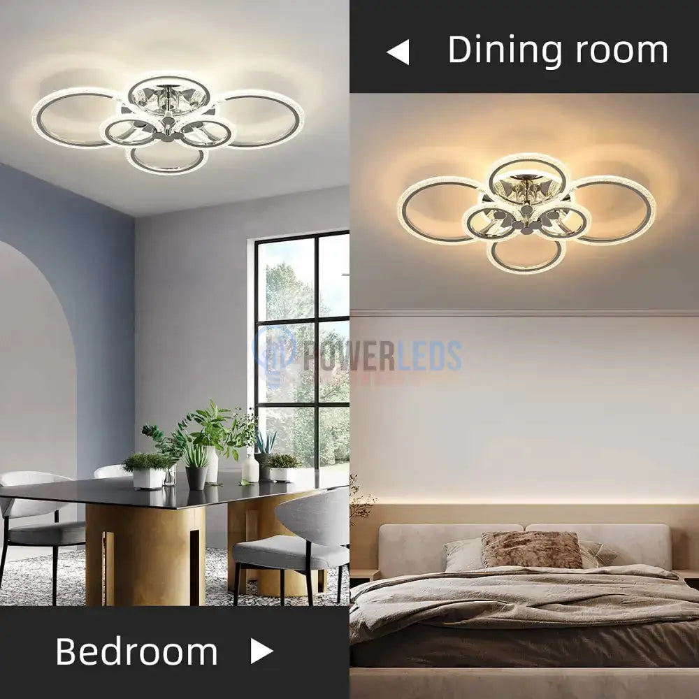 Lustra Led 4 + 2 Circle Maxi Chrome Echivalent 600W Telecomanda Lighting Fixtures