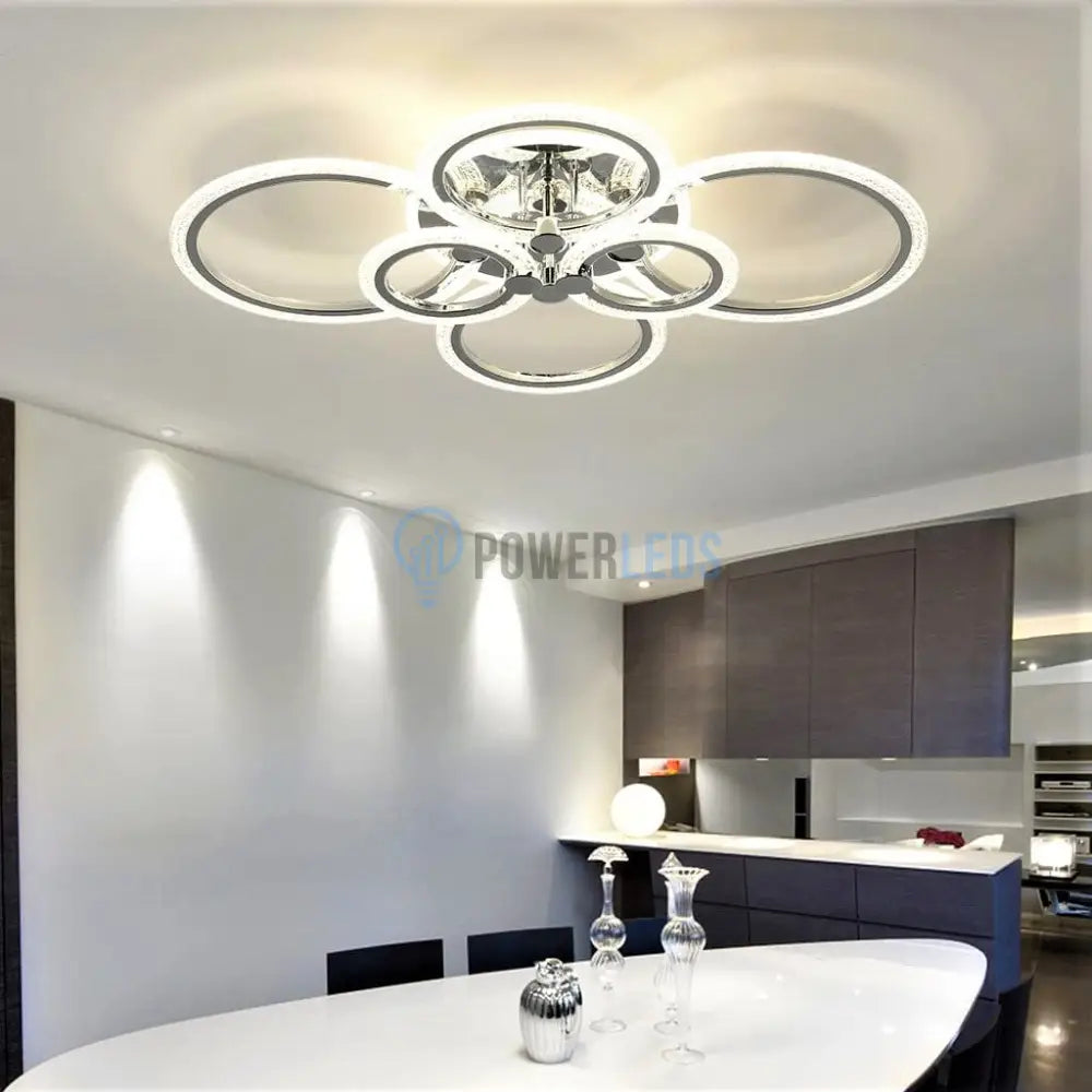 Lustra Led 4 + 2 Circle Maxi Chrome Echivalent 600W Telecomanda Lighting Fixtures