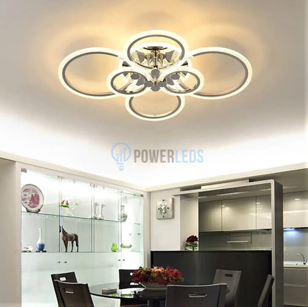 Lustra Led 4 + 2 Circle Maxi Chrome Echivalent 600W Telecomanda Lighting Fixtures