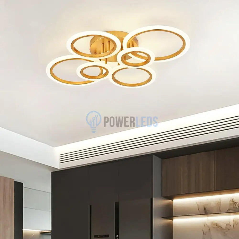 Lustra Led 4 + 2 Circle Maxi Gold Echivalent 600W Telecomanda Lighting Fixtures