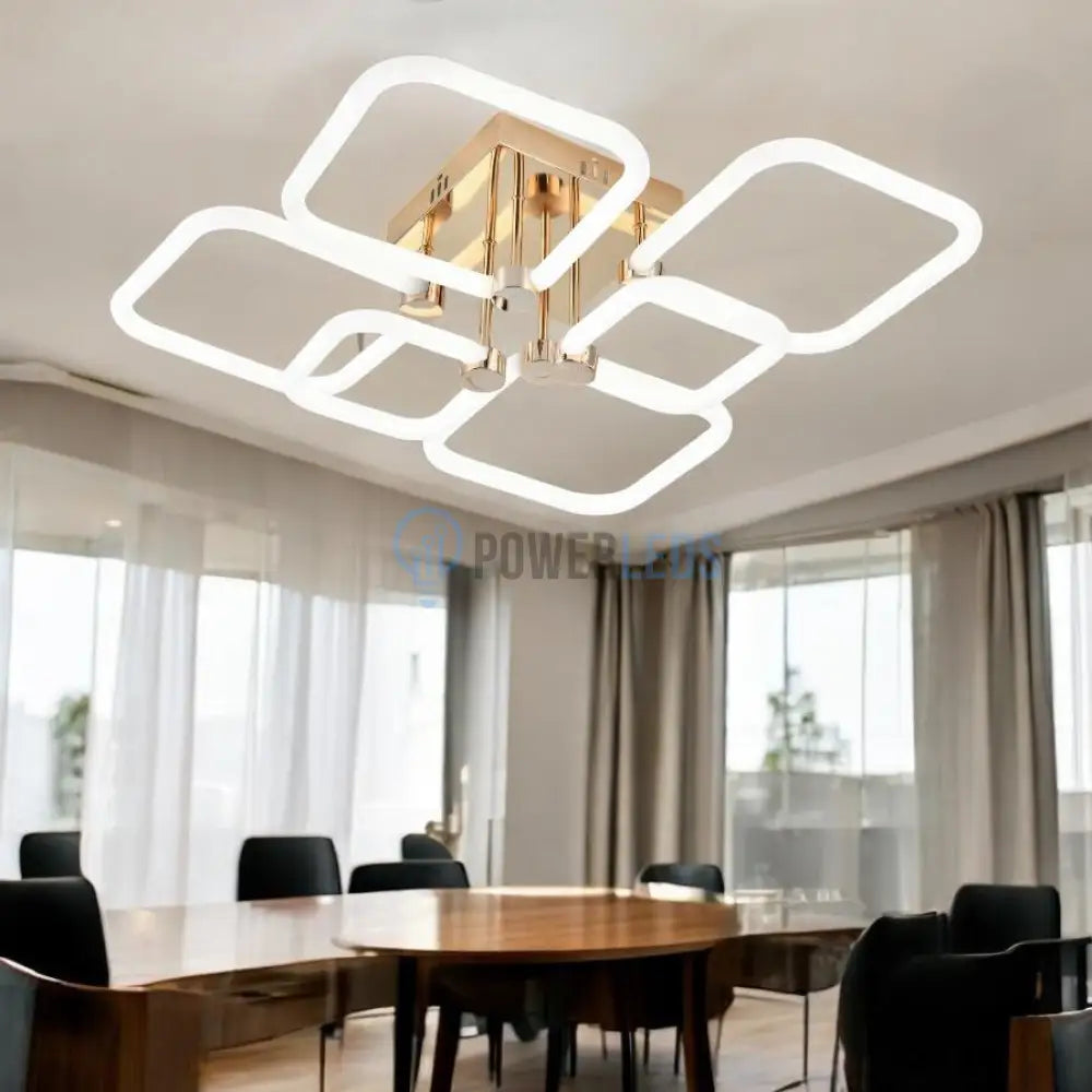 Lustra LED 4+2 DIAMOND Alb+Auriu Echivalent 600W Telecomanda powerleds.ro