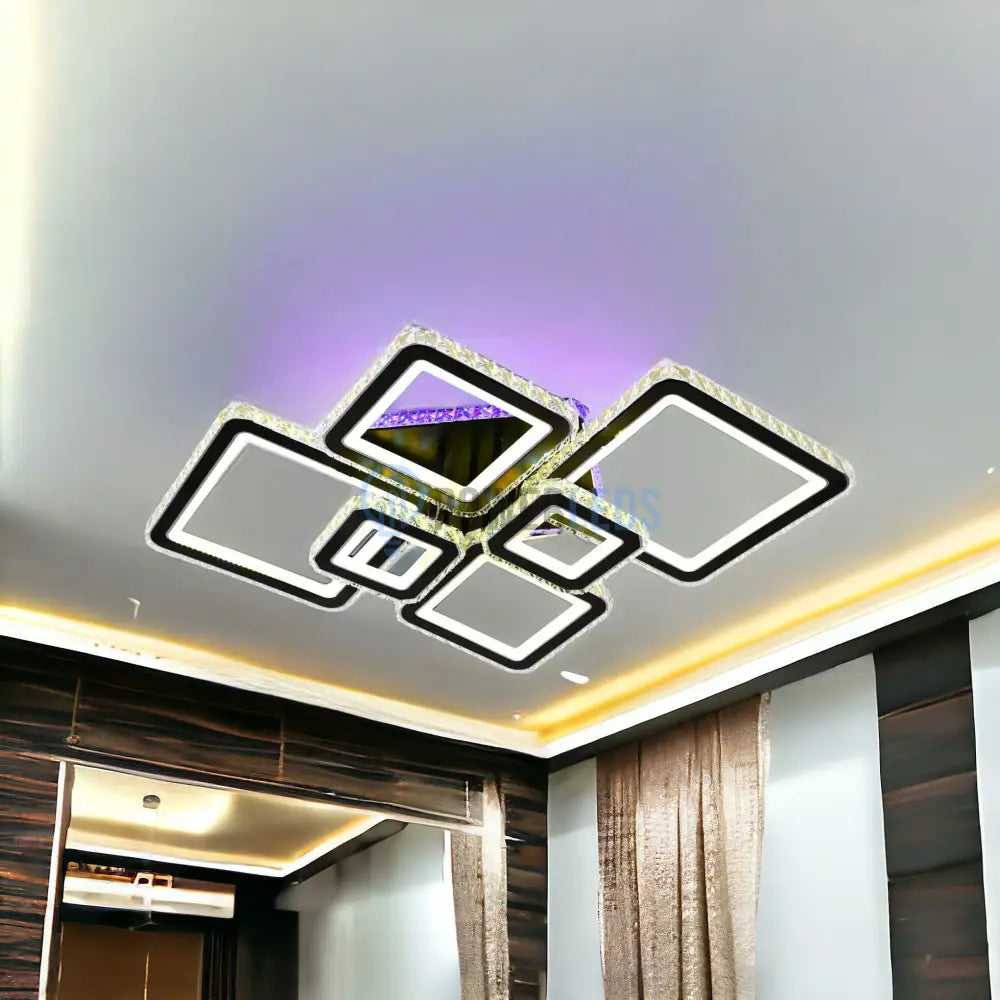 Lustra Led 4 + 2 Diamond Rgb Black Cristal Echivalent 1000W Lighting Fixtures