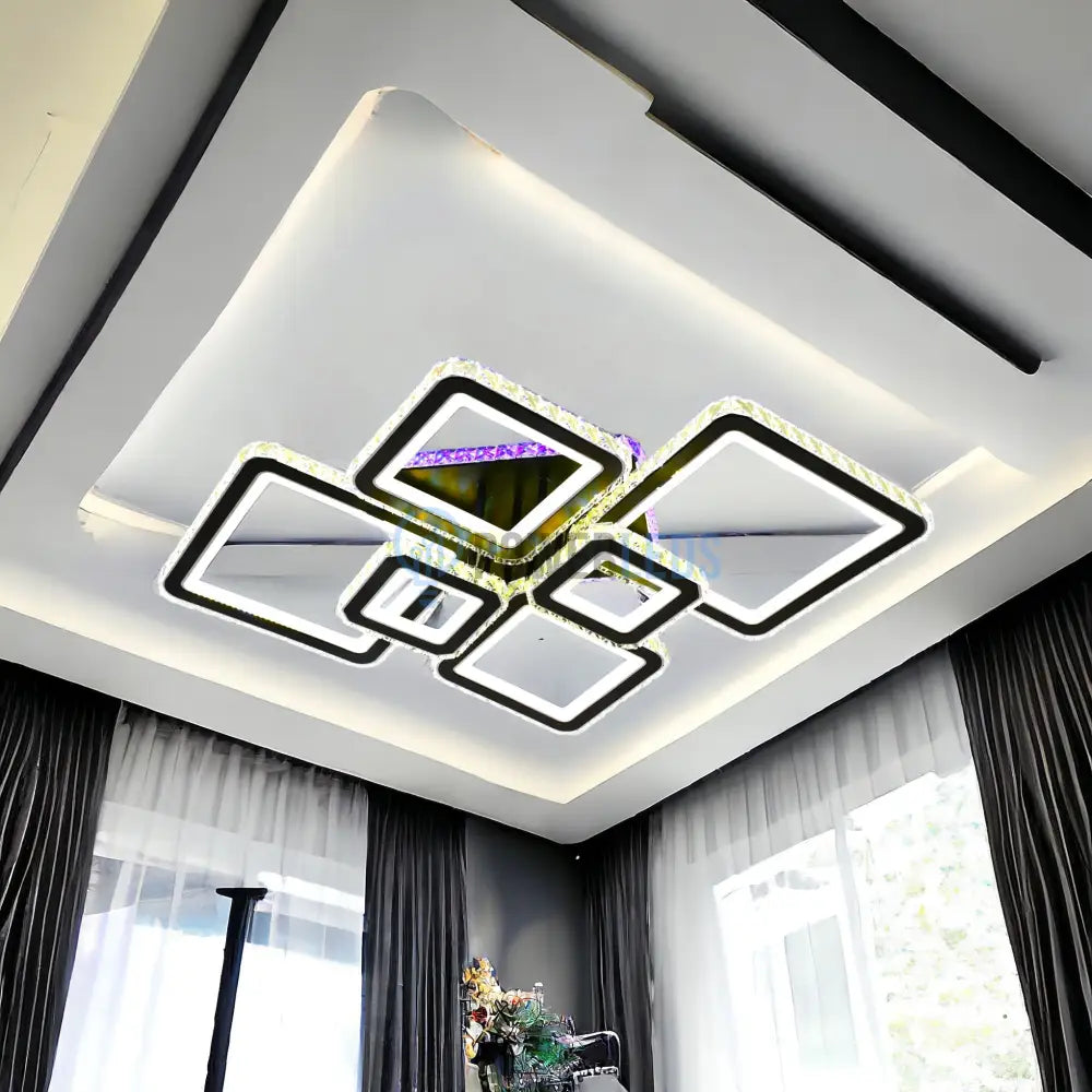 Lustra Led 4 + 2 Diamond Rgb Black Cristal Echivalent 1000W Lighting Fixtures