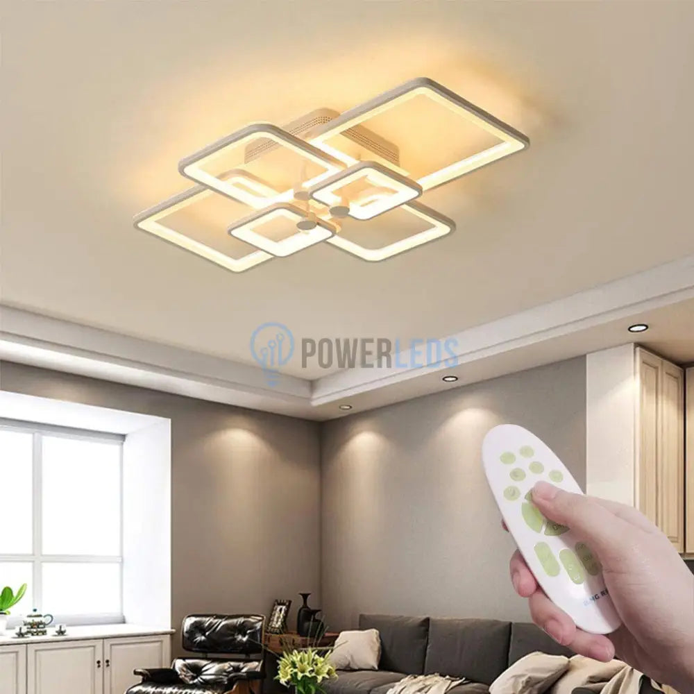 Lustra Led 4 + 2 Square Alba Cu Telecomanda Echivalent 800W Lighting Fixtures