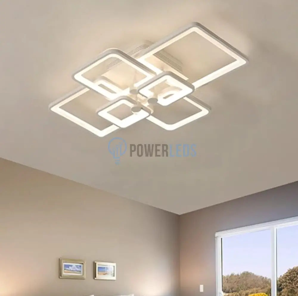Lustra Led 4 + 2 Square Alba Cu Telecomanda Echivalent 800W Lighting Fixtures