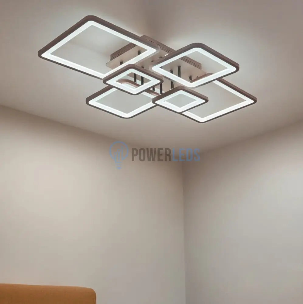 Lustra Led 4 + 2 Square Brown Telecomanda Echivalent 800W Lighting Fixtures