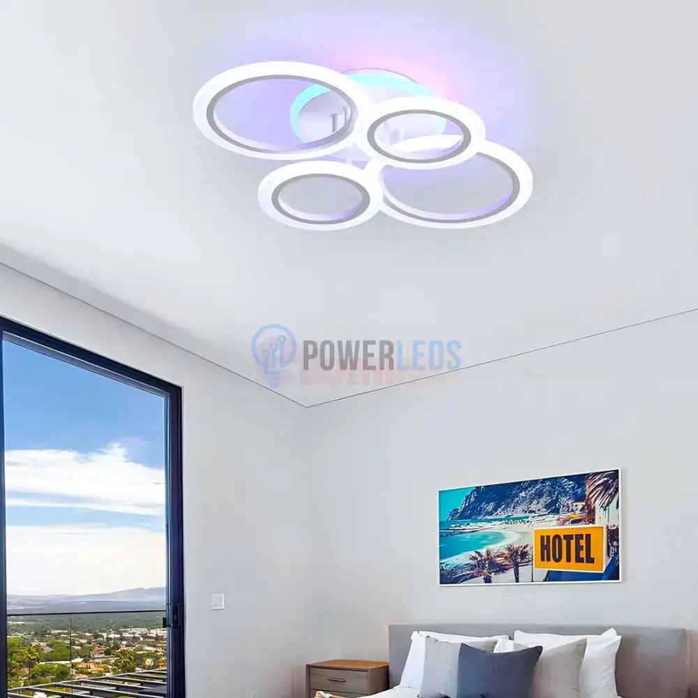Lustra Led 4 Circle Rgb Echivalent 500W Telecomanda Lighting Fixtures