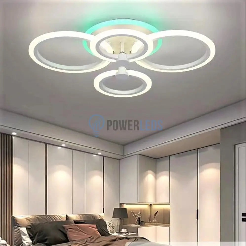 Lustra Led 90W 2 + 2 Circle Design Rgb Telecomanda Lighting Fixtures