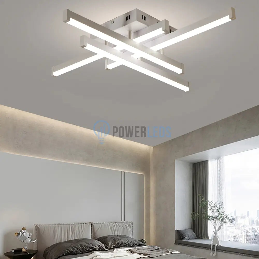 Lustra LED 4 LINES Design Alb Echivalent 400W Telecomanda ALBA / 65CM / MINIMALIST DESIGN Lighting Fixtures