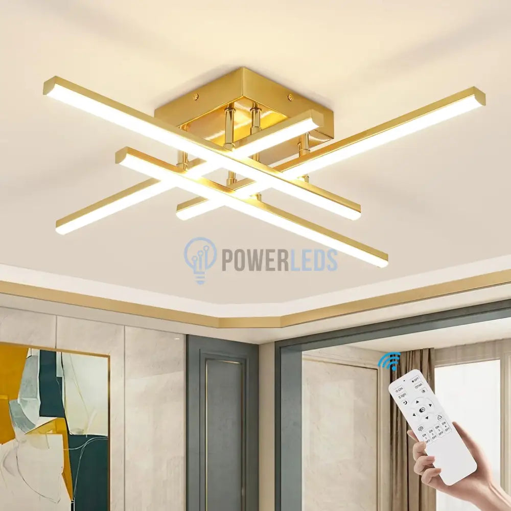 Lustra Led 4 Mini Lines Gold Echivalent 200W Telecomanda Lighting Fixtures