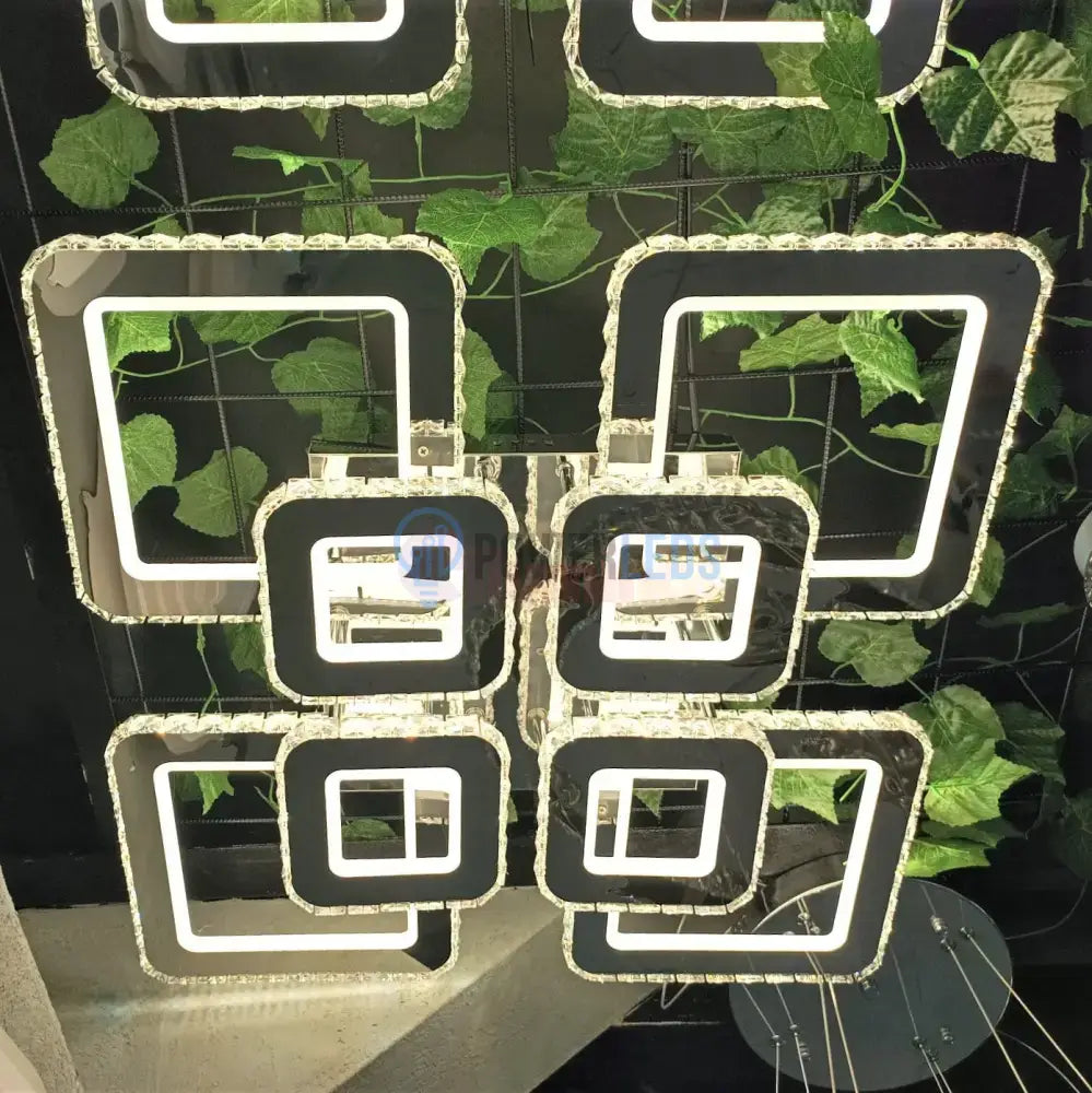 Lustra Led 4 + 4 Square Cristal Chrome Super Rgb Echivalent 1000W Chandeliers Crystal