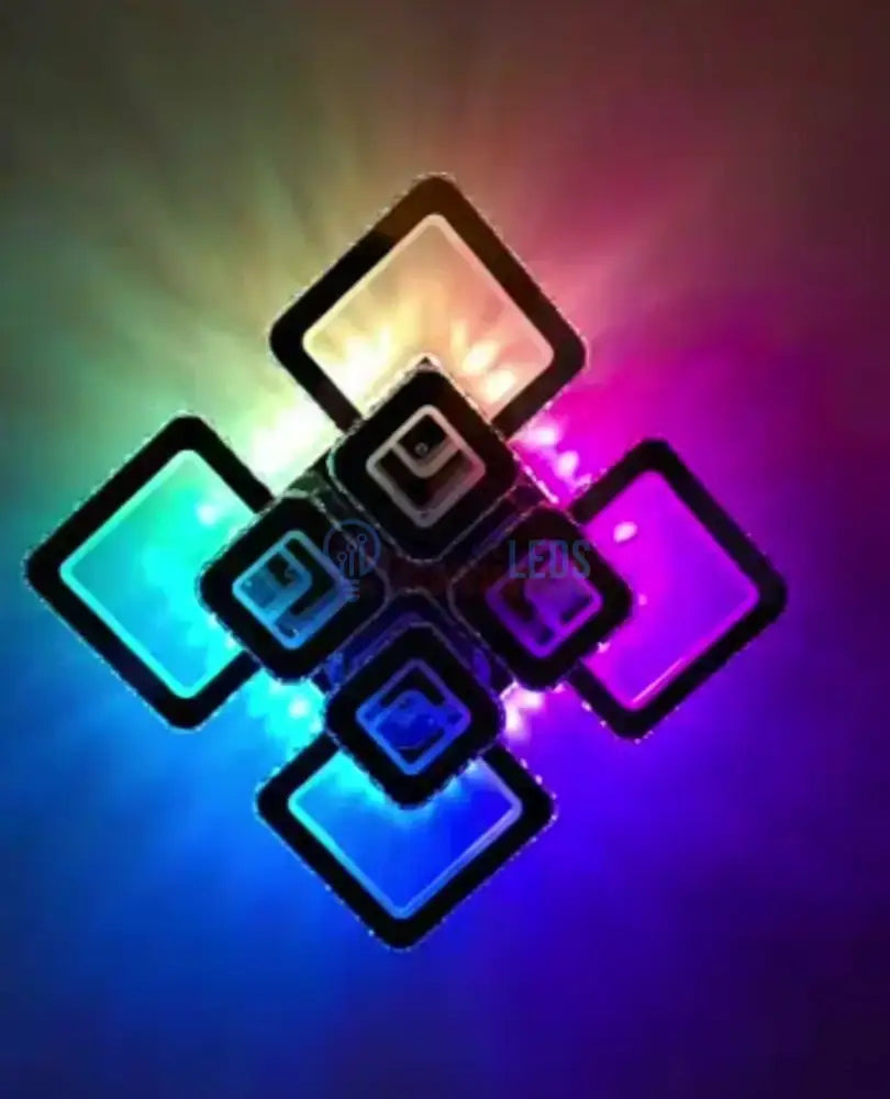 Lustra Led 4 + 4 Square Cristal Chrome Super Rgb Echivalent 1000W Chandeliers Crystal