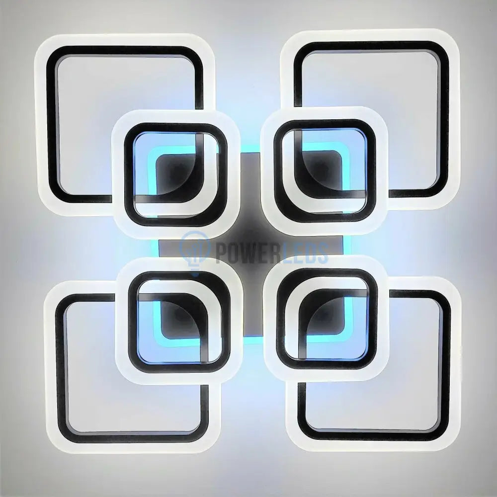 Lustra Led 4 + 4 Square Gigant Black Rgb Echivalent 1000W Telecomanda