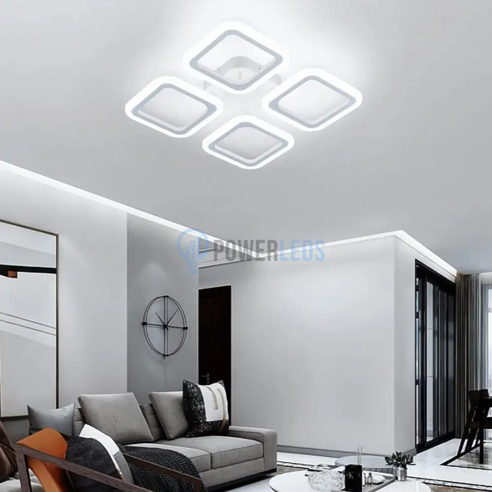 Lustra Led 4 Squares Alb Echivalent 250W Telecomanda Lighting Fixtures