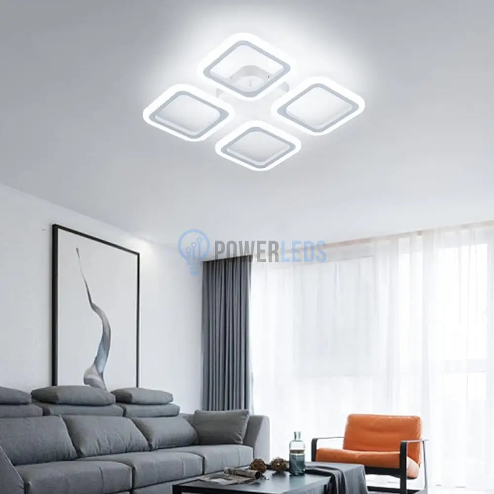 Lustra Led 4 Squares Alb Echivalent 250W Telecomanda Lighting Fixtures